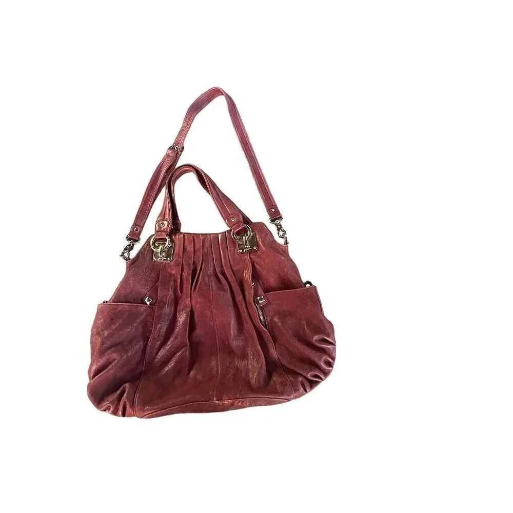 Junior Drake Vintage Cordovan Leather Hobo Bag With Shoulder Strap